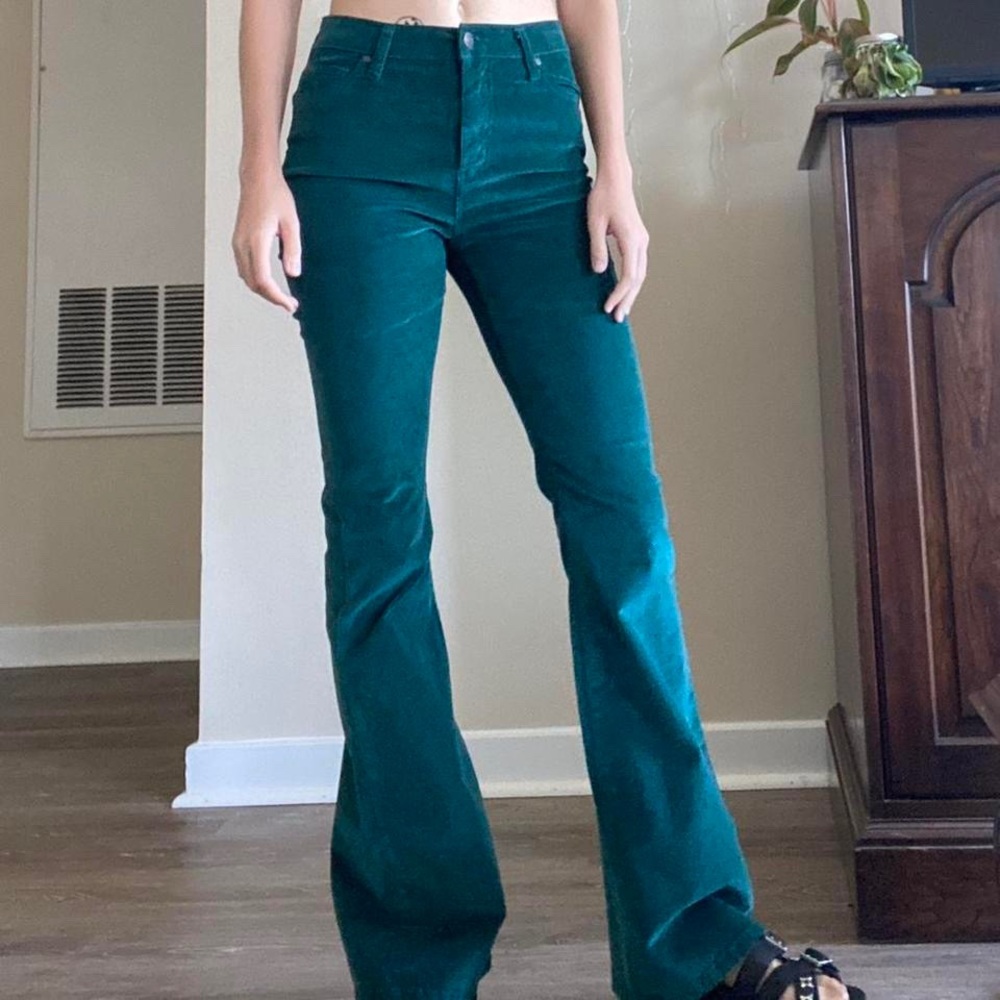 Turquoise corduroy flare pants from Altar’d State.